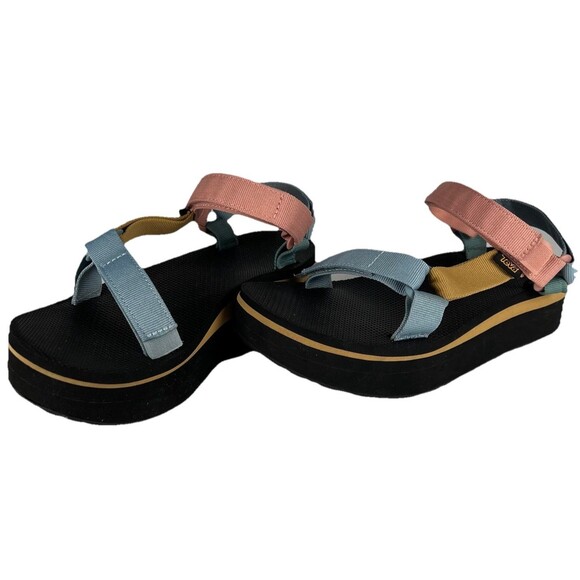 Teva Sz 9 Flatform Universal Light Platform Sandals MultiColor Straps Flip-Flops - Picture 1 of 10